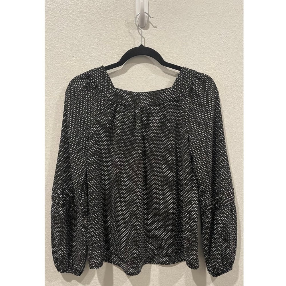 LC LAUREN CONRAD Black And White Long Sleeve Blouse - Picture 4 of 4